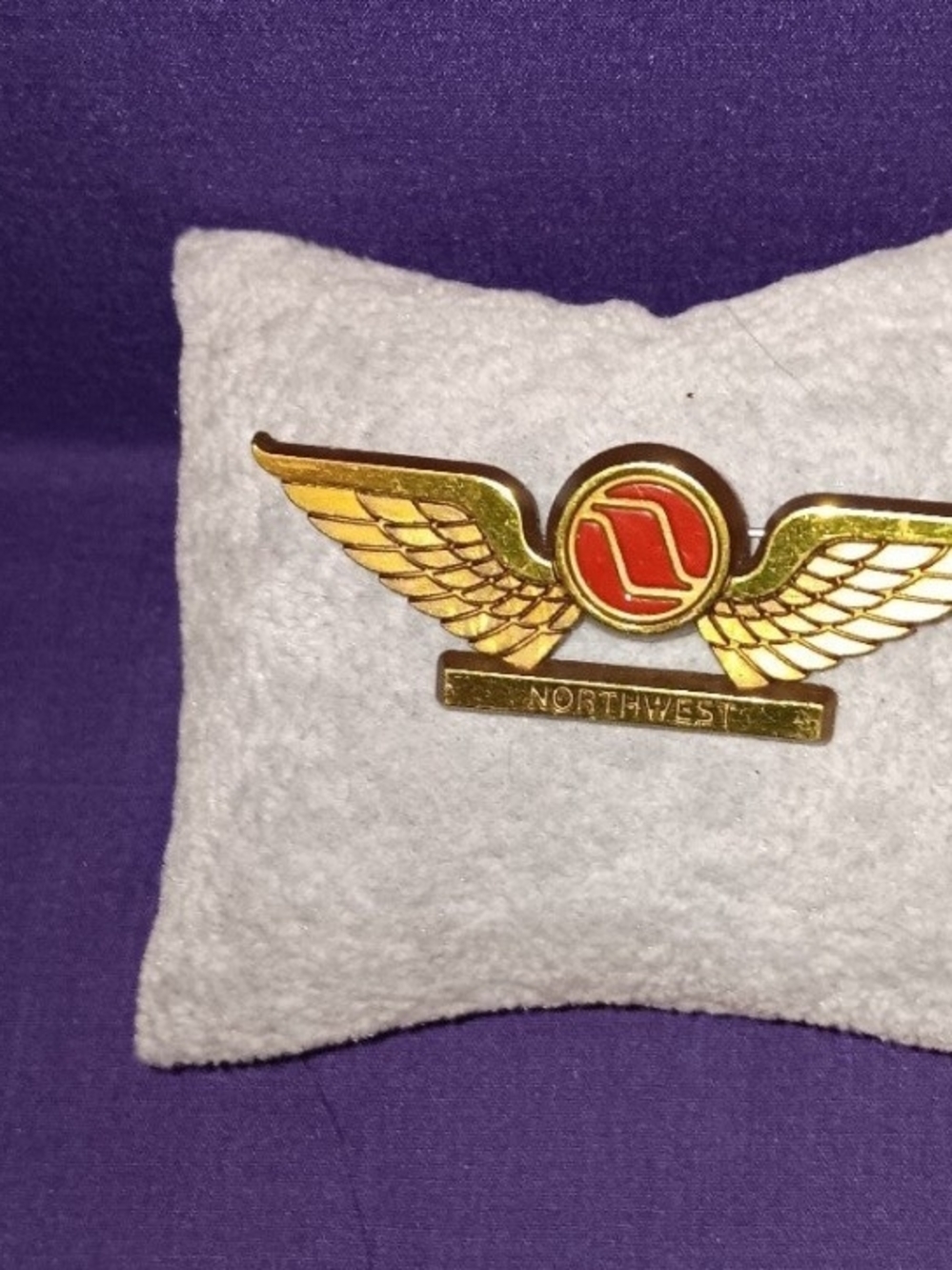 Northwest Gold Tone Wing Lapel Pin with Red Accent